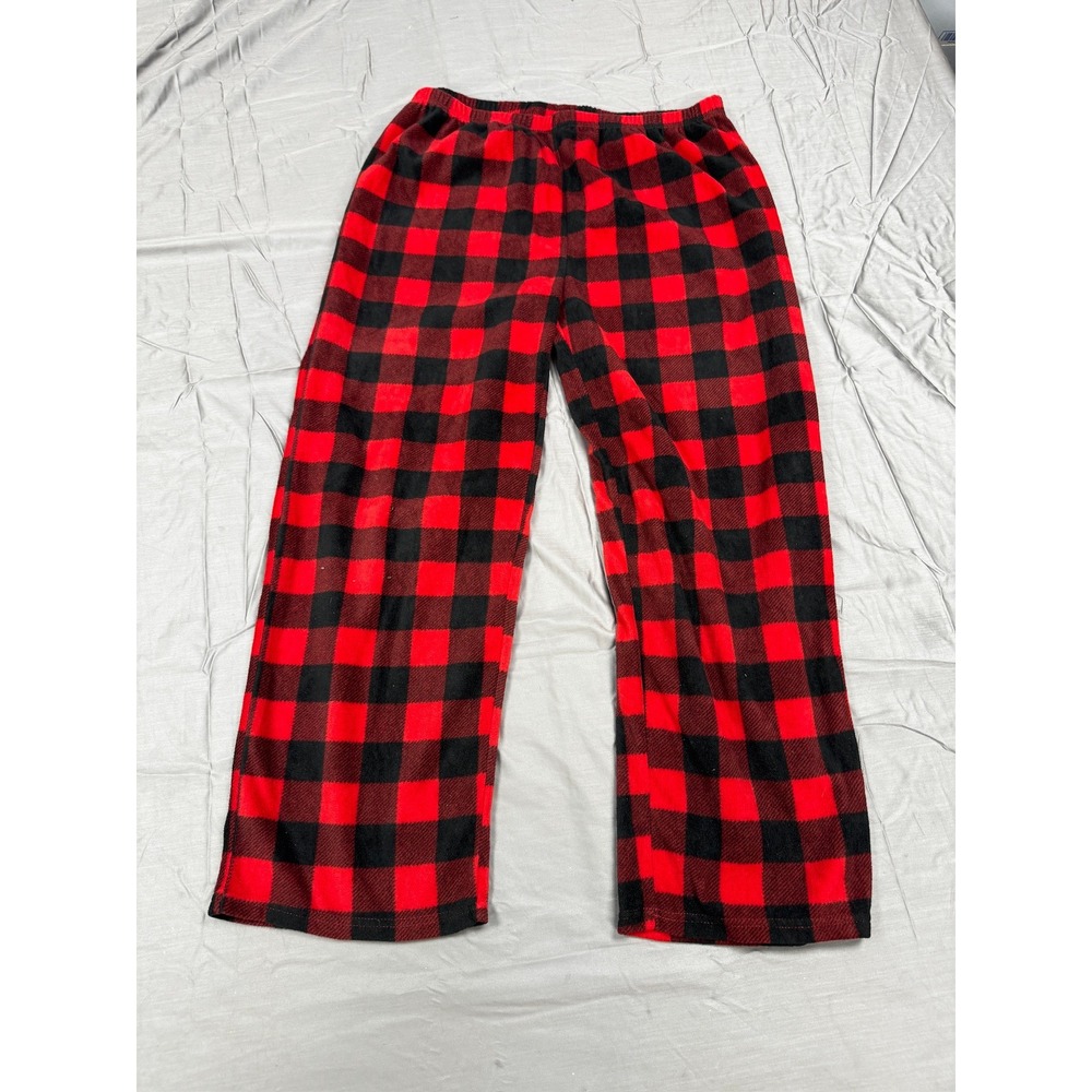 #followme Womens Buffalo Plaid Pajama Pants Red Black Fleece Lounge Sleep 2X